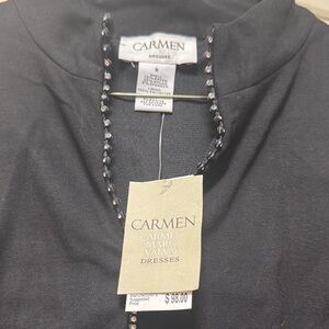 Carmen Marc Valvo Black Dress with Sparkling Trim